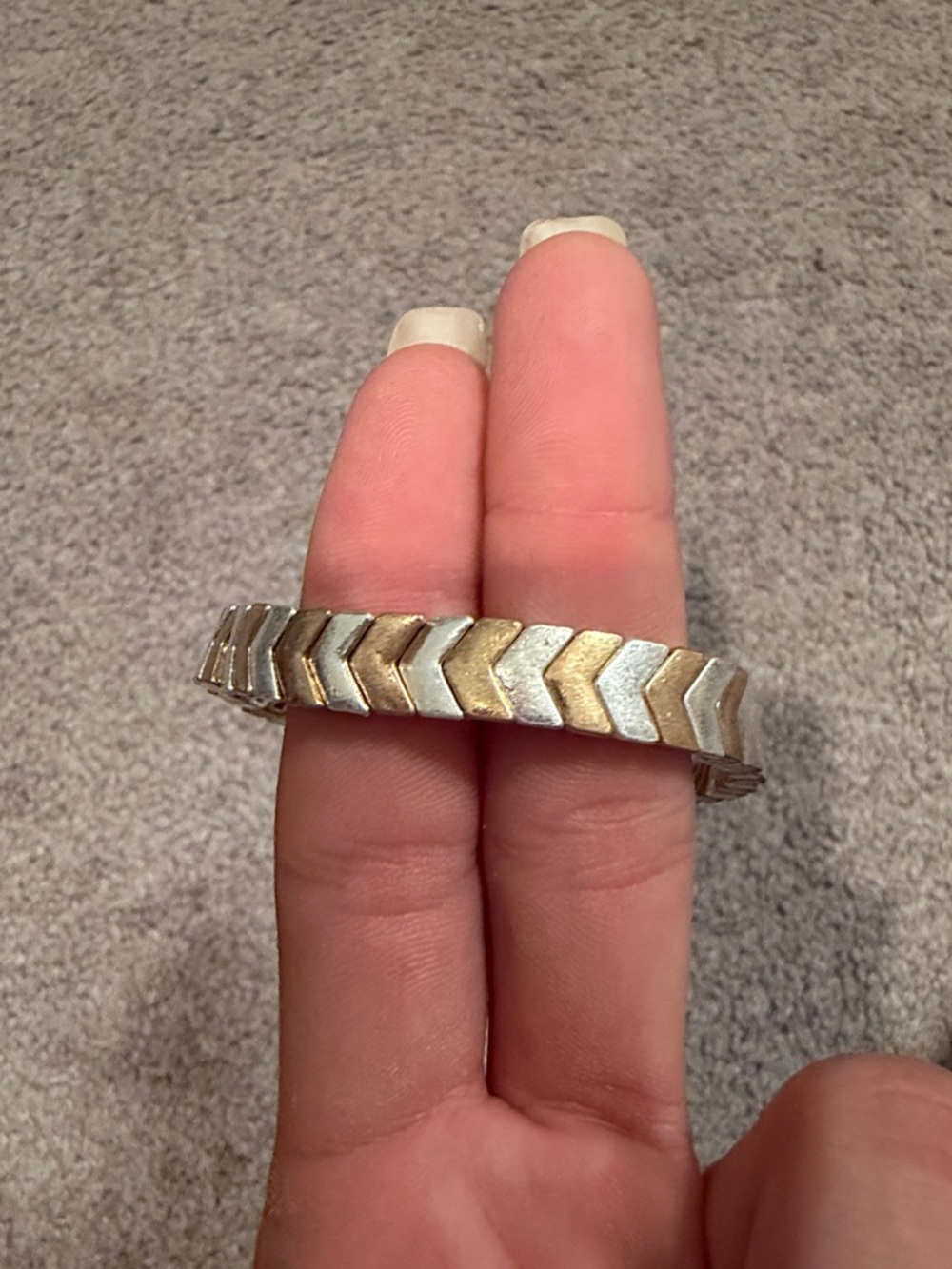 Amazon Two-Tone Gold and Silver Chevron Bracelet - Women